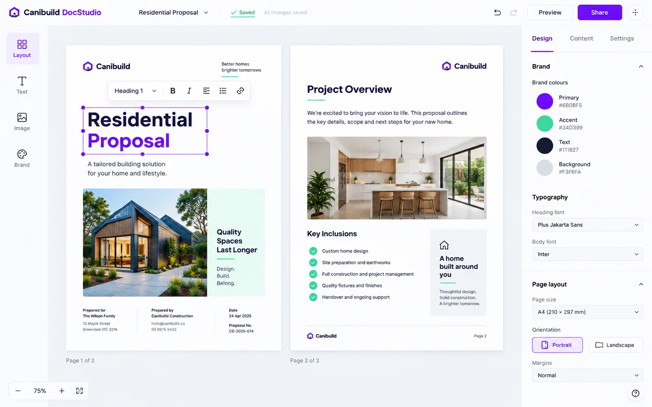 Building a branded template in the DocStudio editor
